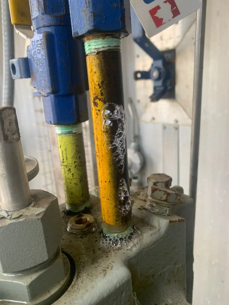 Perforation in heavy wall fitting detected